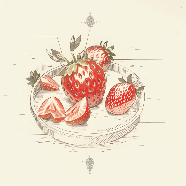 (masterpiece, best quality:1.1), (sketch:1.1), paper, no humans, strawberry, fruit